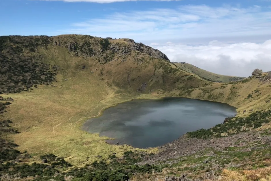 Baengnokdam crater lake seen from the rim of Hallasan